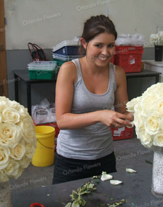 Sophie preping rose orbs for Martini glasses