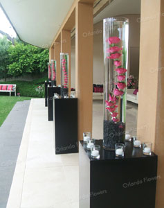 Pink Rose Vases and Black Pillars - Hanene Pavilion 2