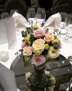 Roses and Lisianthus  Cut Crystal Vases - The Great Room - Langham Hotel