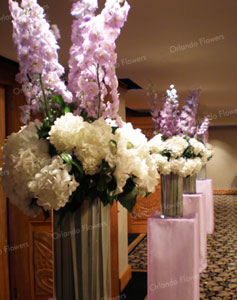 Mauve Delphinium and Hydrangea Vases - Ballroom - Langham Hotel 