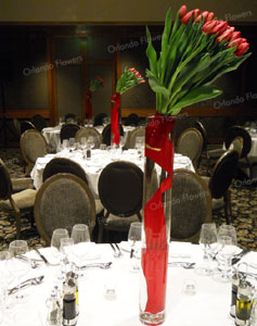 Red Tulips and Ribbon - Waitemata Ballroom - Langham Hotel