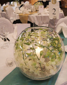 Singapore Orchid Bubble Vases with Candle - The Great Room - Langham Hotel 