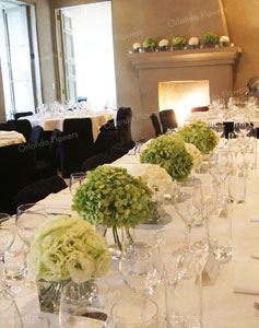 Antique Green Hydrangea and Lisianthus - Head Table and Dining Room Fireplace - Mantells Mt Eden