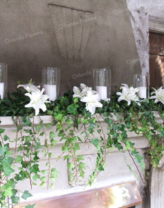 White Lilies and Ivy - Outside Fireplace - Mantells Mt Eden