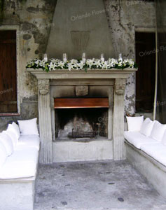  White Lilies, Foliage and Candles - Outside Fireplace Mantells Mt Eden