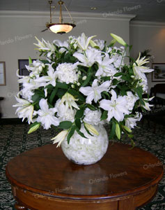 White Lily and Hydrangea Vase - Logan Campbell Room - The Northern Club 