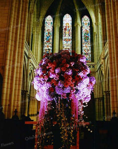 Lavish Urn of Purple Hydrangea and Roses Staint Mathews in the City