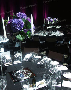  Purple Hydrangea Candelabra - New Zealand Room - Sky City Convention Centre