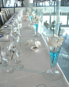 Head Table - Orchids and Aqua Water - Grand View - The Wharf